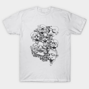 Multiple faces #2 - Psychedelic Ink Drawing with Art Style T-Shirt